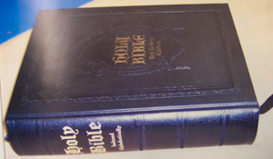 view of the spine of the repaired bible
